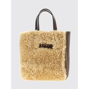 Marni Women Bicolor Museo Marni Tote Bag In Shearling With Strap